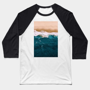 Dark Blue Ocean Waves Hawaii Beach Watercolor Artwork Baseball T-Shirt